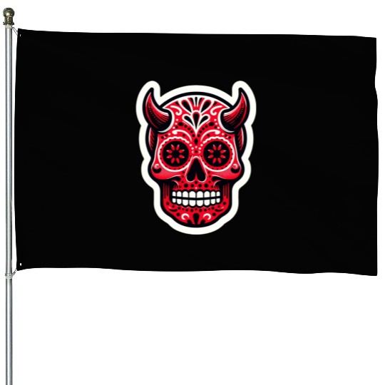Adventurous Spirit: Daredevil Sugar Skull House Flags