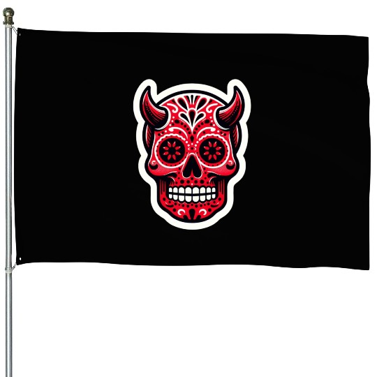 Adventurous Spirit: Daredevil Sugar Skull House Flags