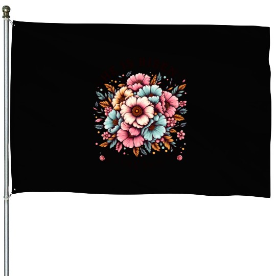 He is Risen Floral Easter Christian Duo House Flags