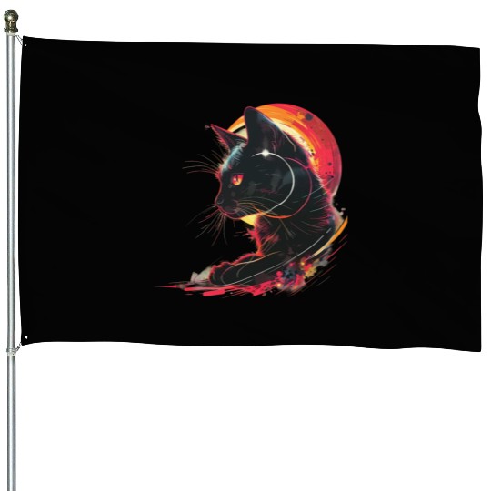 Solar Eclipse with Cat House Flags