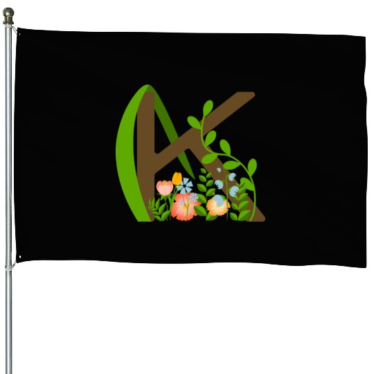 Capital letter K monogram and wildflowers House Flags