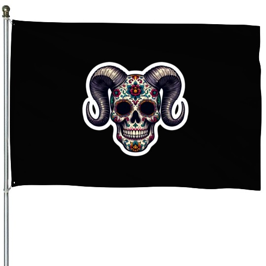 Enchanted Horns: Sugar Skull- Sugar Skull House Flags