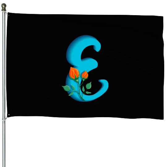 Three dimensional capital letter E rose monogram House Flags