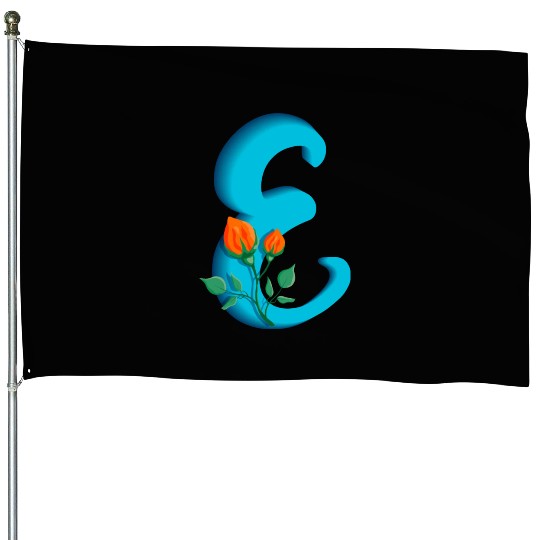 Three dimensional capital letter E rose monogram House Flags
