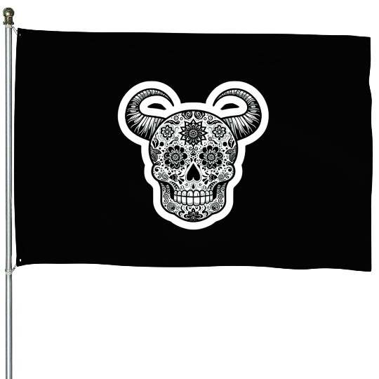 Sweet Enchantment: Sugar Horned Skull- sugar skull House Flags