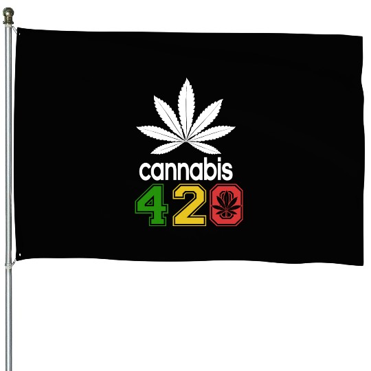 Humorous 420 Authentic Herb Weed Marijuana Design House Flags
