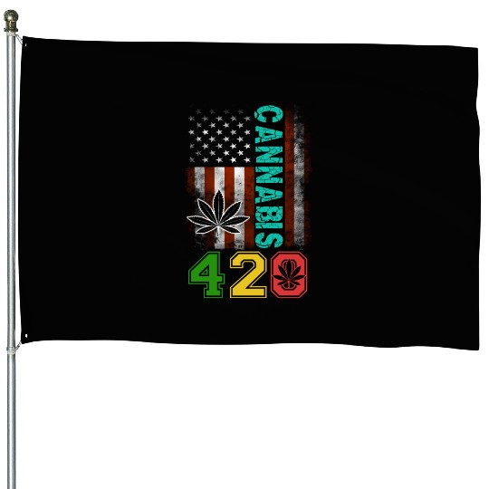 Amusing 420 American Herb Weed Marijuana Design House Flags