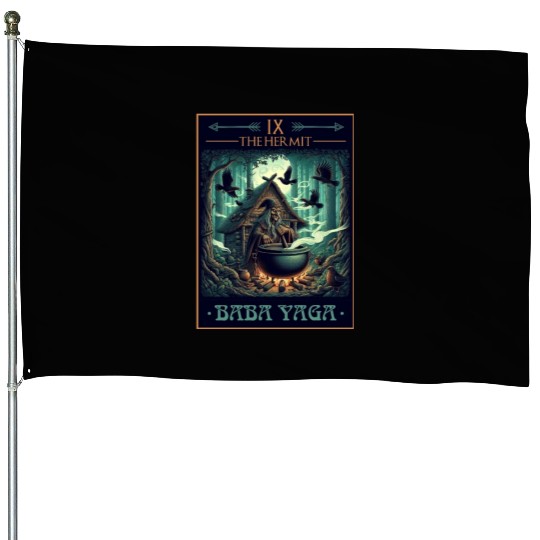 Baba Yaga The Hermit Tarot Card Pagan Witch House Flags