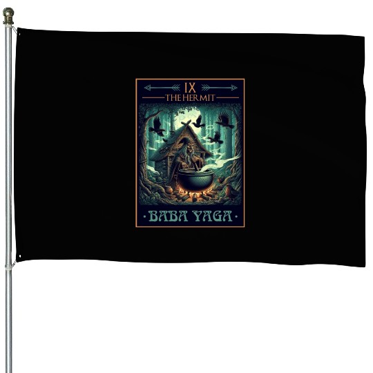 Baba Yaga The Hermit Tarot Card Pagan Witch House Flags