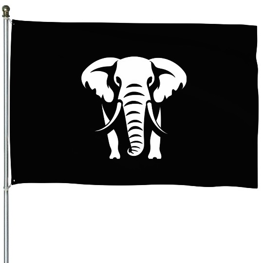 Elephant Silhouette White Logo House Flags