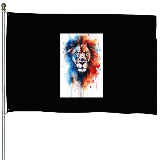 Lion Watercolor House Flags