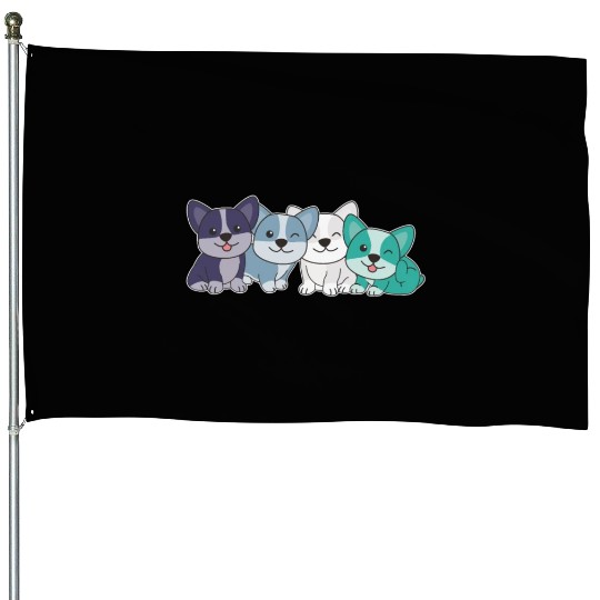 Oriented Aroace Flag Pride Lgbtq Cute Corgi Dogs House Flags
