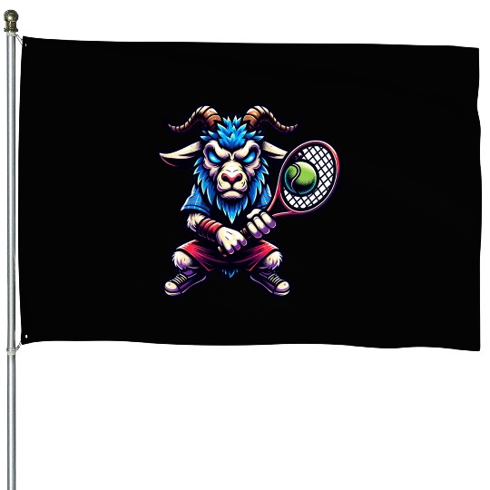 Goat Tennis Player Court Match Design House Flags