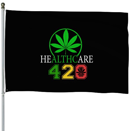 Silly 420 Healthy Herb Weed Marijuana Design House Flags