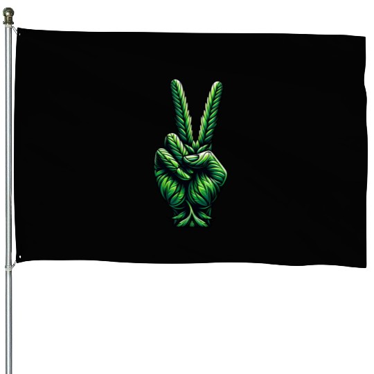 Hemp Legalization Peace Sign House Flags