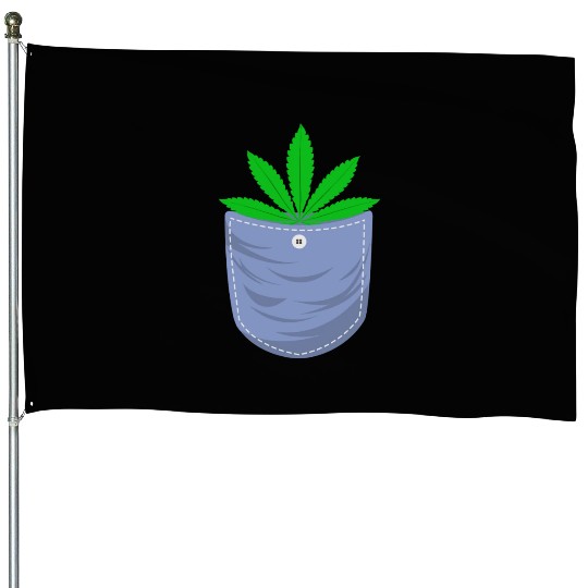 Jesting 420 Pocket Of Herb Weed Marijuana Design House Flags