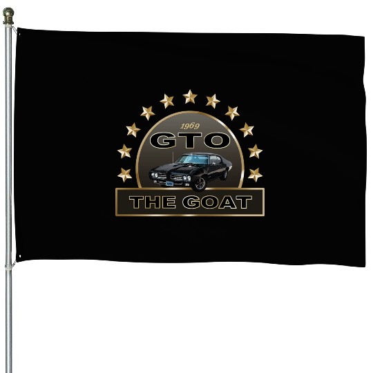 VINTAGE 1969 GTO MUSCLE CAR IS THE GOAT House Flags