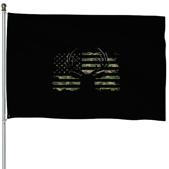 American Flag Camouflage Outdoor Antlers Deer House Flags