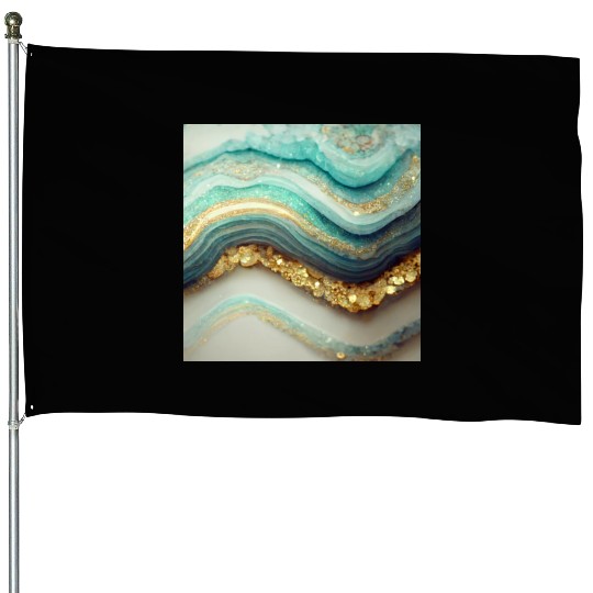 Teal Agate Geode Stone House Flags