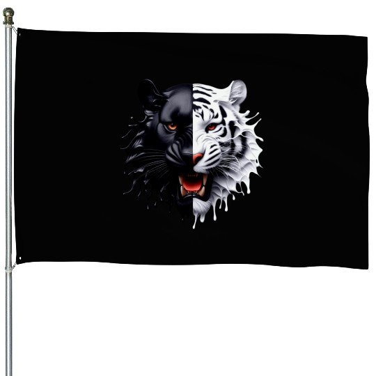 3D realistic black panther & Leopart Design House Flags