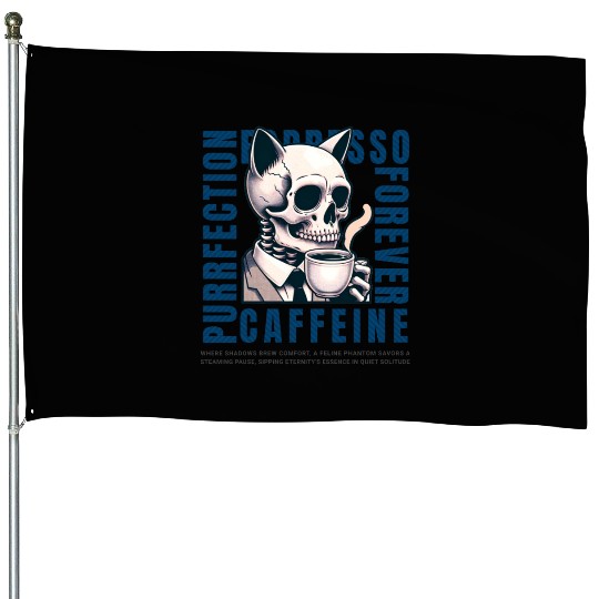 Cat Skull Caffeine Connoisseur - Eternal Coffee House Flags