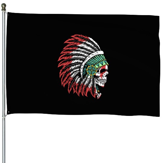 Indigenous Native American Skull Skull Head House Flags