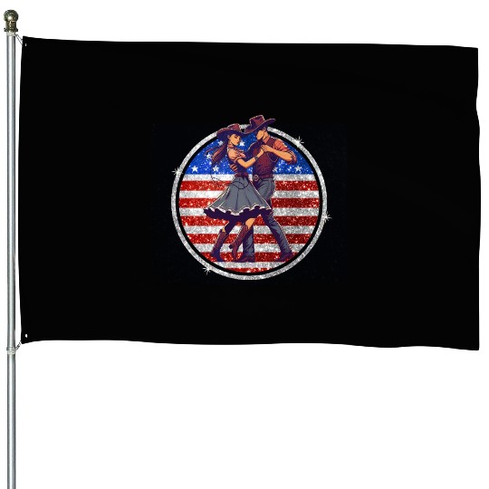 VINTAGE COWGIRL,TWO STEP, COUNTRY & WESTERN DANCE House Flags