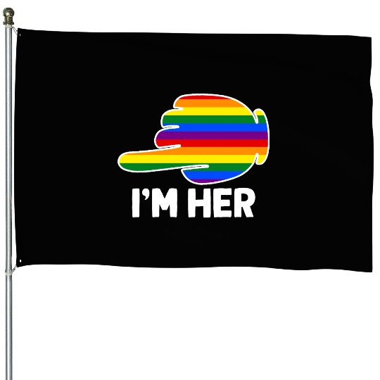 I'm Hers Rainbow Lesbian Couple Funny LGBT Pride House Flags