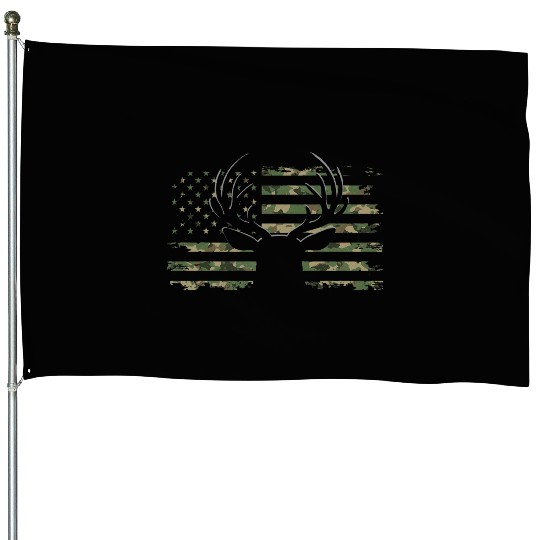 American Flag Camouflage Outdoor Antlers Deer House Flags