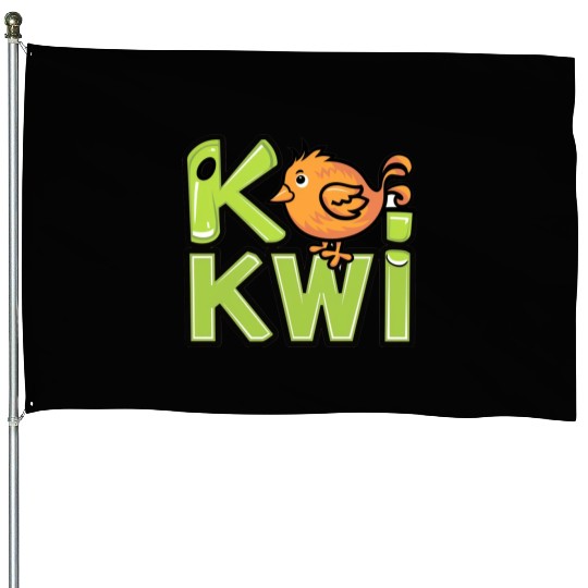 Kiwi Bird Cartoon House Flags