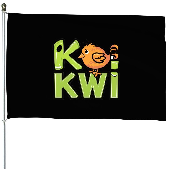 Kiwi Bird Cartoon House Flags