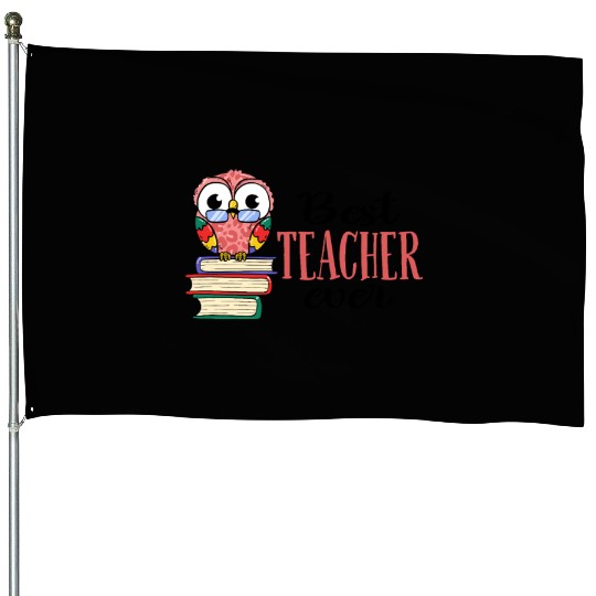 Best Teacher Ever Owl Books Teaching House Flags