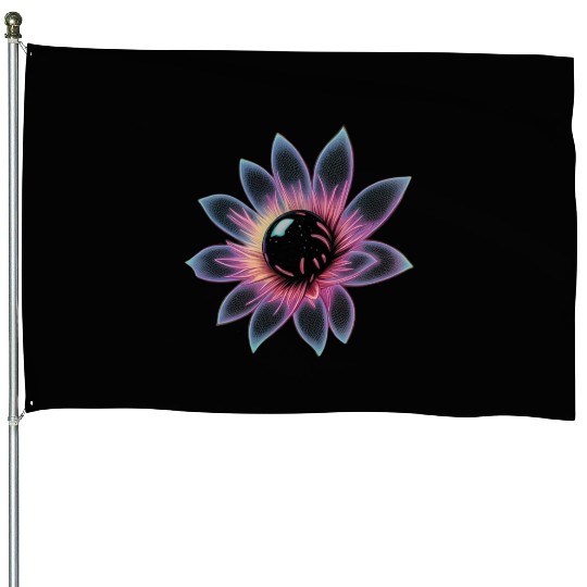 Galactic Lotus Neon Design House Flags