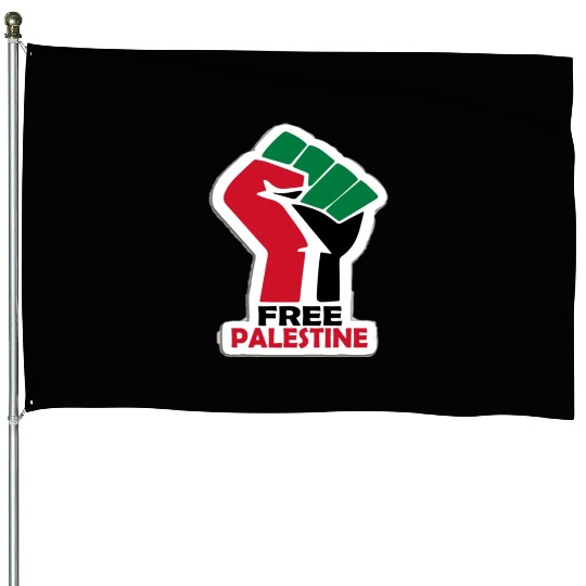 Bold Pro-Palestine Fist Design free Palestine free House Flags