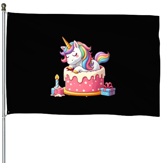 Unicorn Cake Surprise House Flags