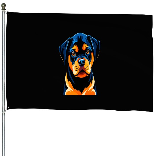 Cute Rottweiler Puppy's Illustration House Flags