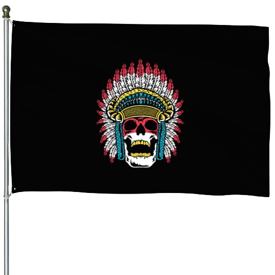 Indigenous Native American Skull Skull Head House Flags