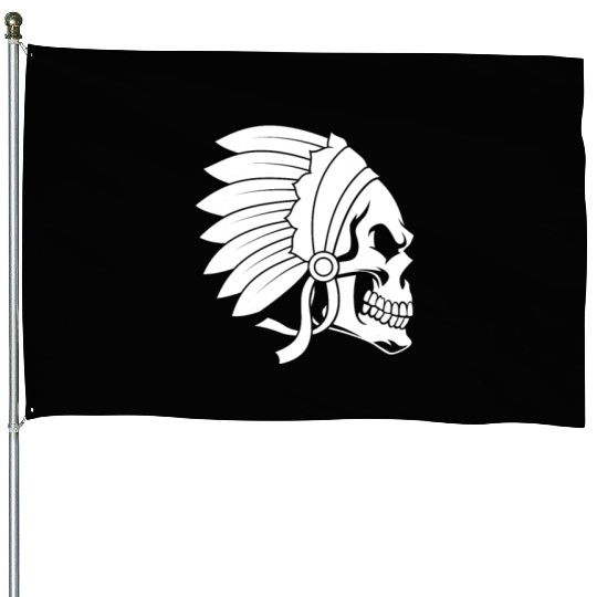 Indigenous Native American Skull Head House Flags