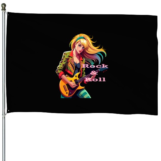 Emerald Melodies: Rock & Roll Girl House Flags
