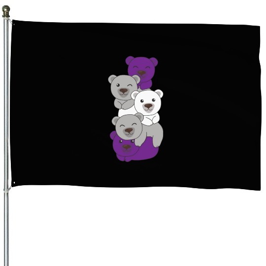 Graysexual Flag Pride Lgbtq Cute Bear House Flags
