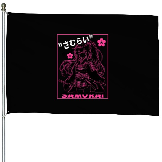 Samurai Anime Girl House Flags