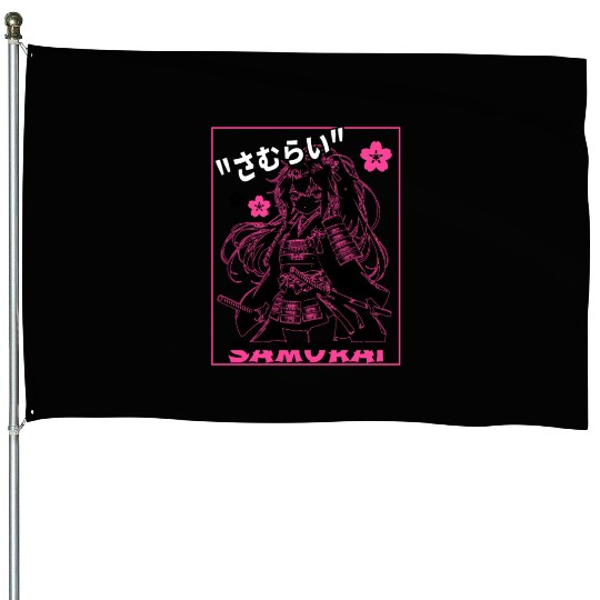 Samurai Anime Girl House Flags