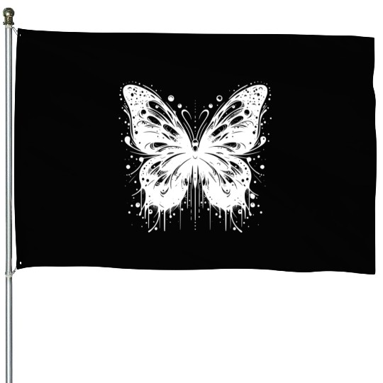 Pretty Tattoo Kids Style Butterfly House Flags