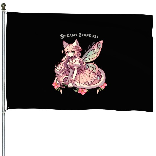 Enchanted Dreamy Stardust-A Cat Fairycore Fantasy House Flags