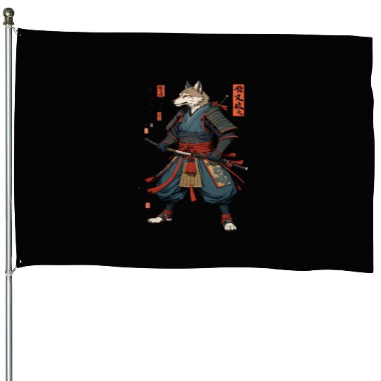 Samurai wolf House Flags