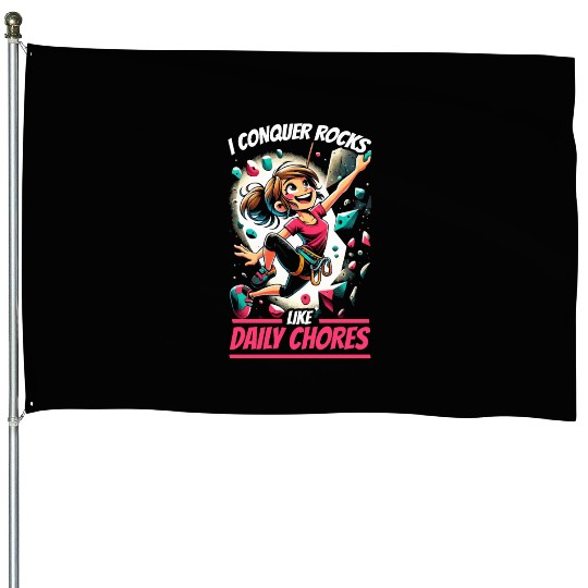 Bouldering Girl Boulderer Rock Climbing Wall House Flags
