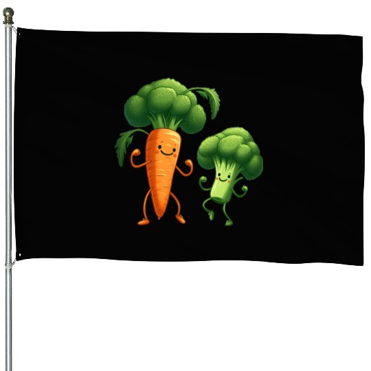 Carrot Dancing with Broccoli House Flags