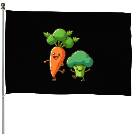 Carrot Dancing with Broccoli House Flags