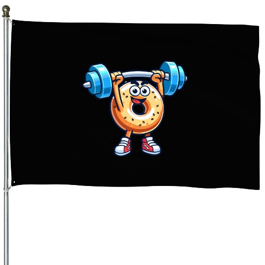 Fitness Gym Sport Bodybuilder Bodybuilding Bagel House Flags
