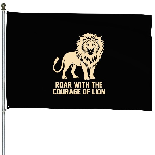 Roar Nature Lover Silhouette Graphic Animal King 4 House Flags